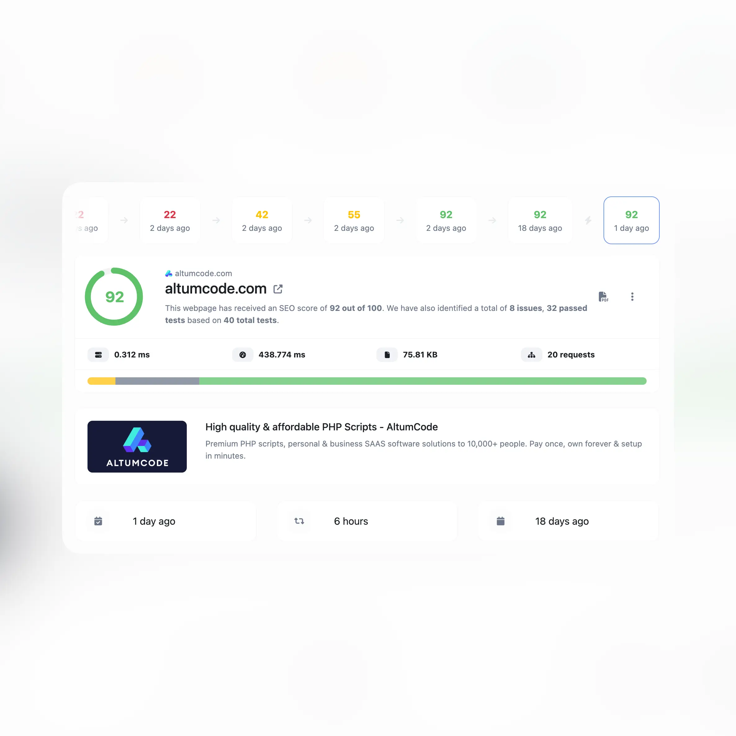 Captura de tela do recurso de rastreamento do histórico de auditoria do app